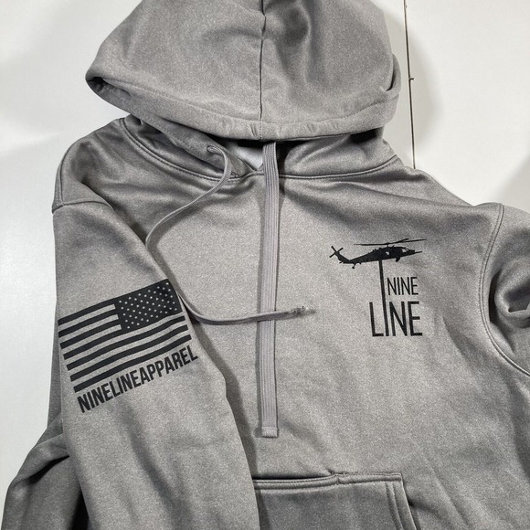 Nine Line Apparel Other - Nine Line Apparel Hoodie Medium Gray Sweatshirt Fleece Military Flag USA‎